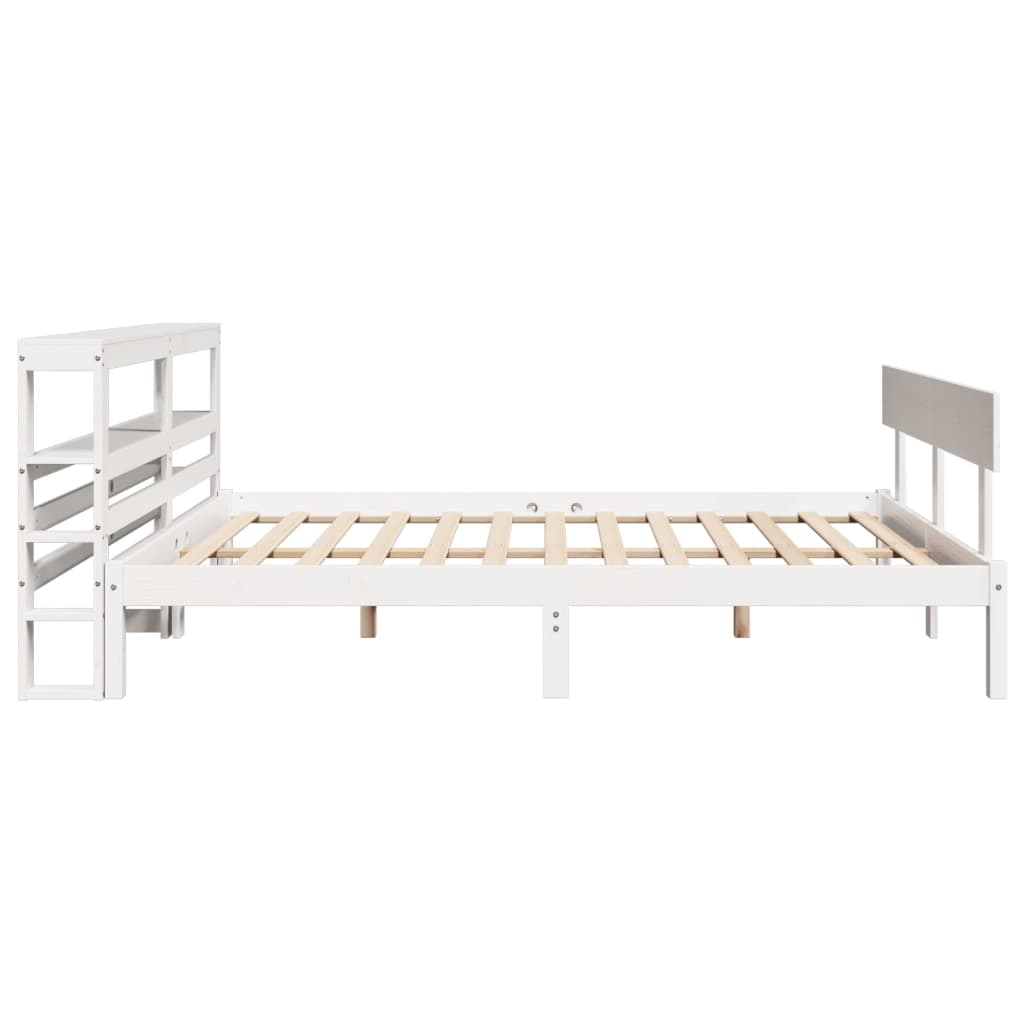 Cadre De Lit Sans Matelas Blanc 120X200 Cm Bois De Pin Massif