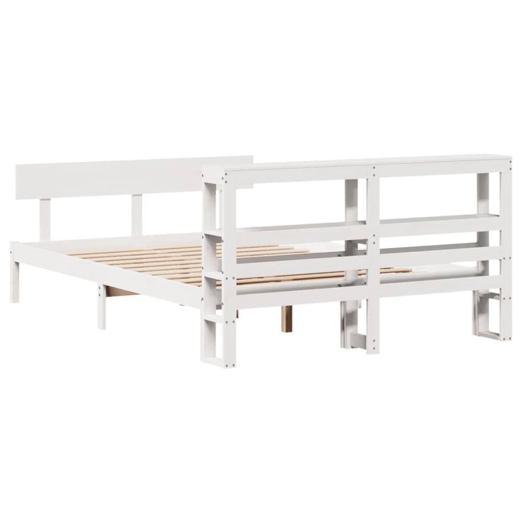 Cadre De Lit Sans Matelas Blanc 120X200 Cm Bois De Pin Massif