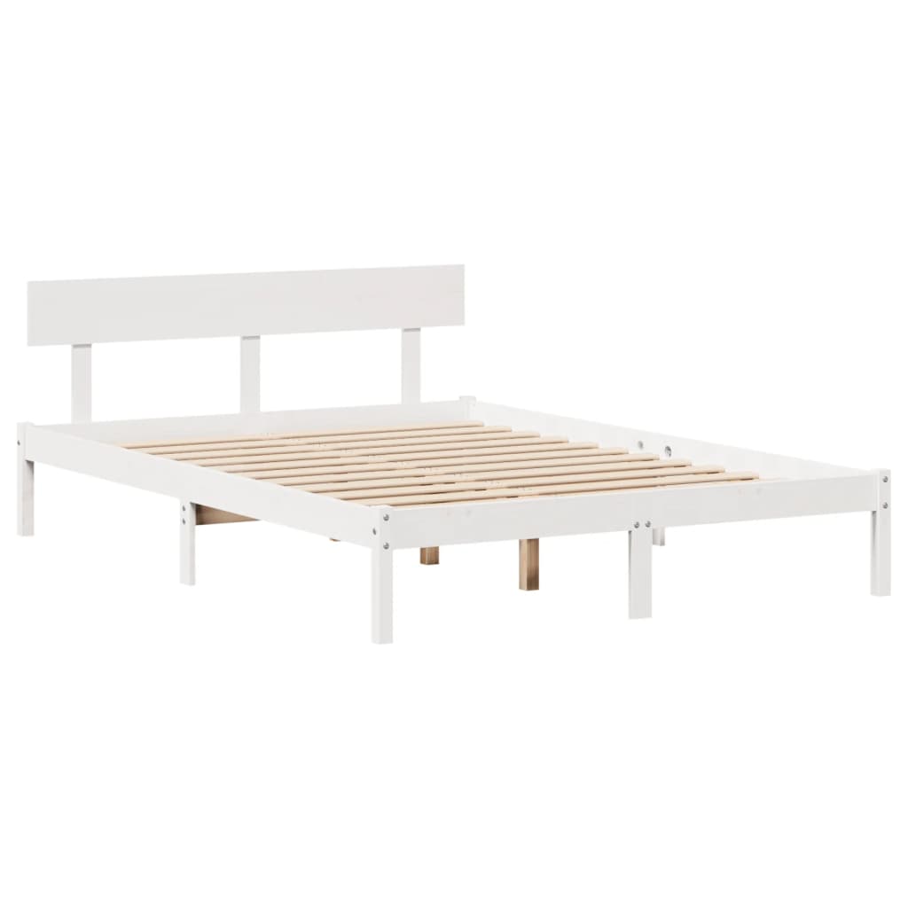 Cadre De Lit Sans Matelas Blanc 120X200 Cm Bois De Pin Massif