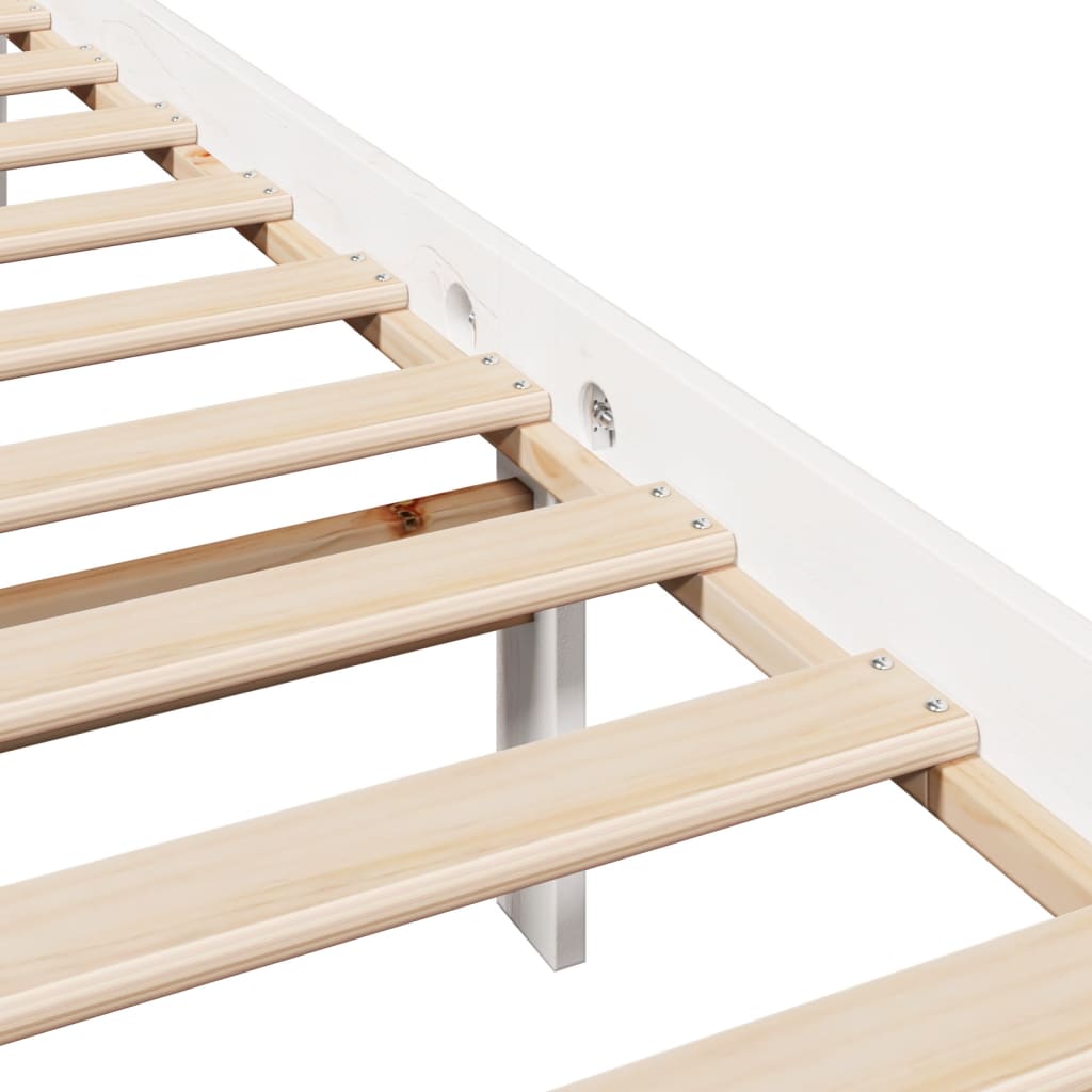 Cadre De Lit Sans Matelas Blanc 120X200 Cm Bois De Pin Massif