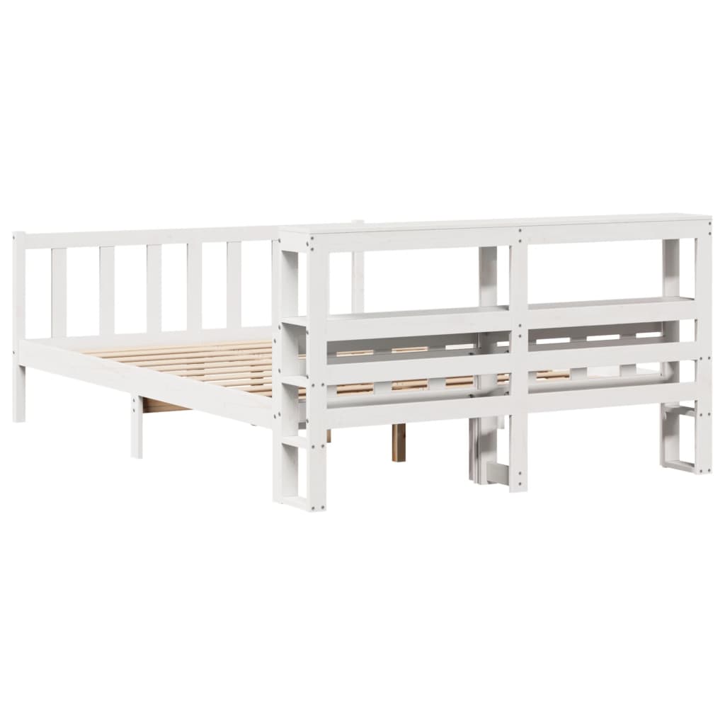 Cadre De Lit Sans Matelas Blanc 150X200 Cm Bois De Pin Massif