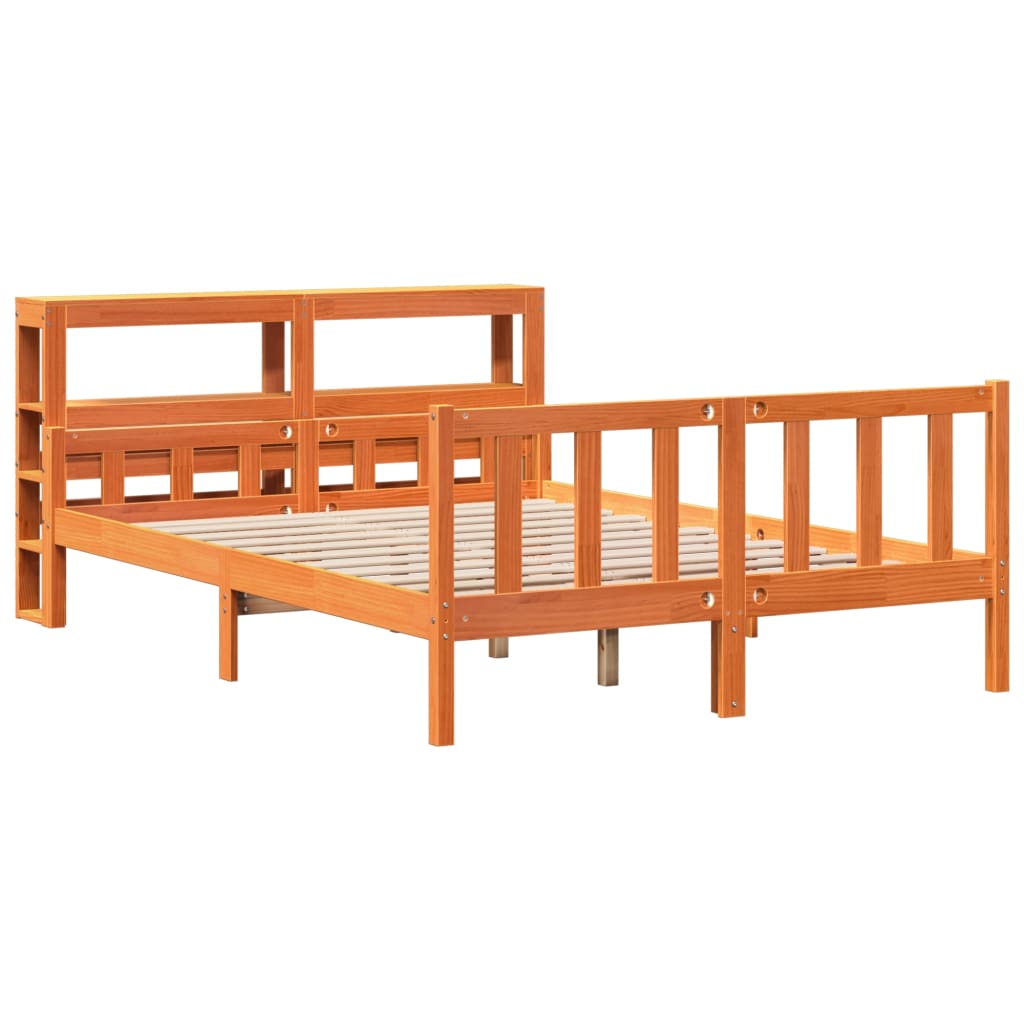 Cadre De Lit Et Tête De Lit Sans Matelas Cire Marron 160X200 Cm