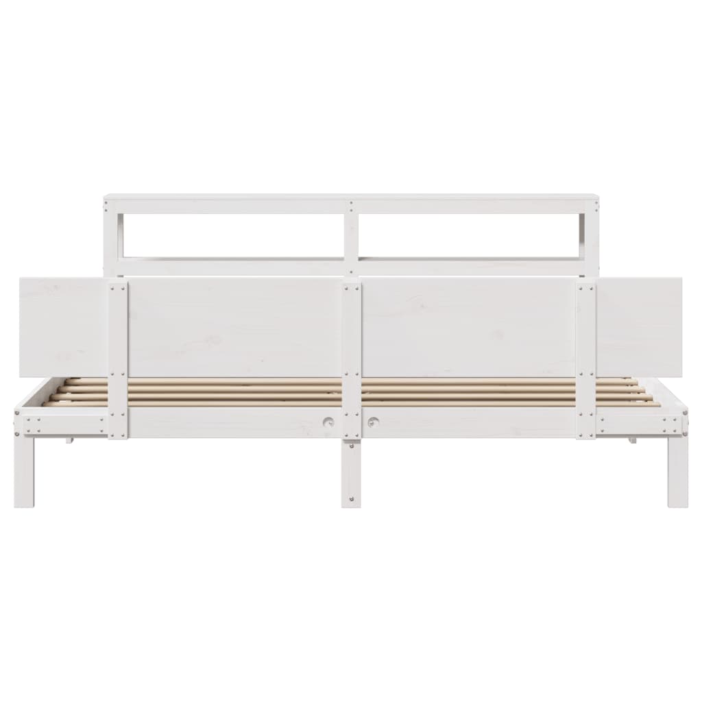 Cadre De Lit Avec Tête De Lit Sans Matelas Blanc 200X200 Cm