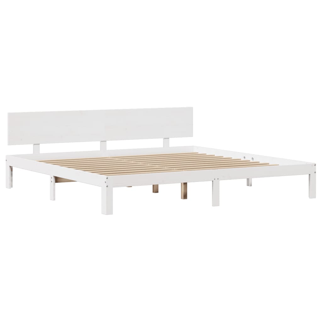Cadre De Lit Avec Tête De Lit Sans Matelas Blanc 200X200 Cm