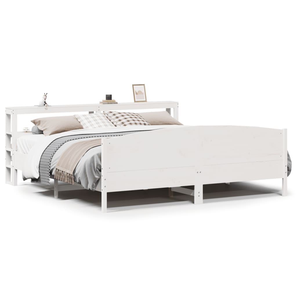 Cadre De Lit Sans Matelas Blanc 200X200 Cm Bois Massif De Pin