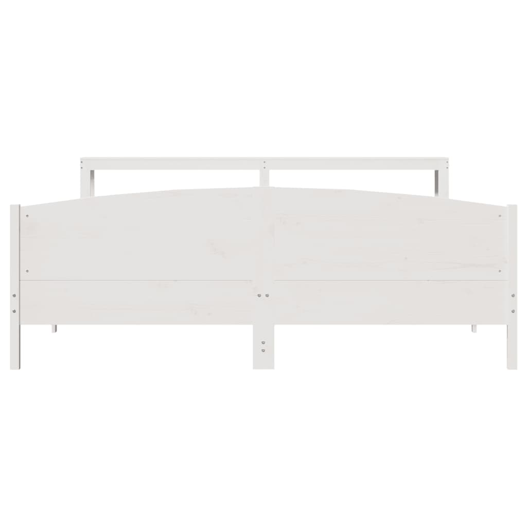 Cadre De Lit Sans Matelas Blanc 200X200 Cm Bois Massif De Pin