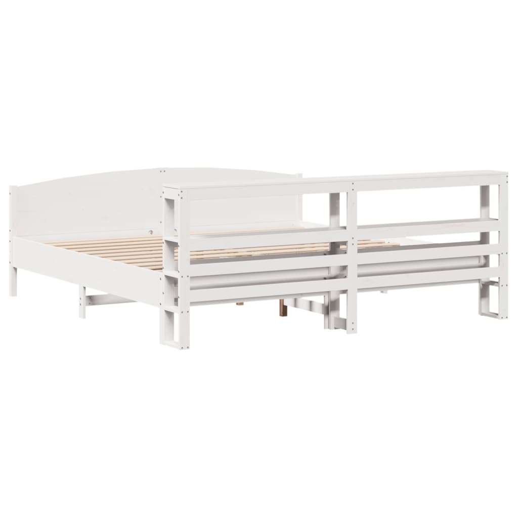 Cadre De Lit Sans Matelas Blanc 200X200 Cm Bois Massif De Pin