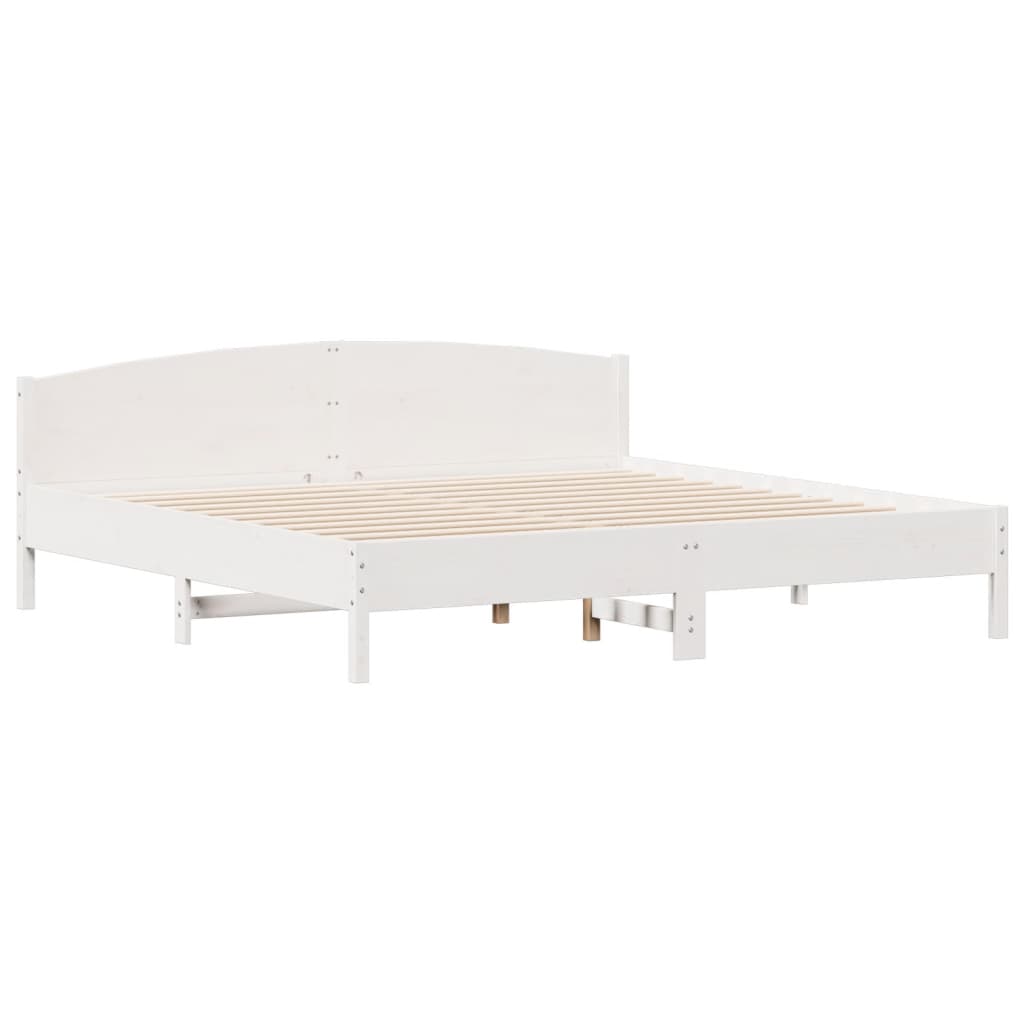 Cadre De Lit Sans Matelas Blanc 200X200 Cm Bois Massif De Pin