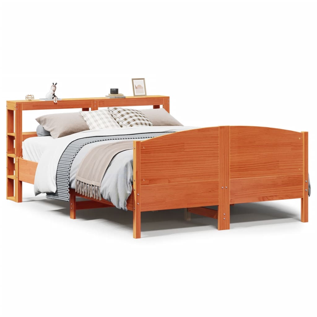Cadre De Lit Sans Matelas Cire Marron 160X200Cm Bois Pin Massif