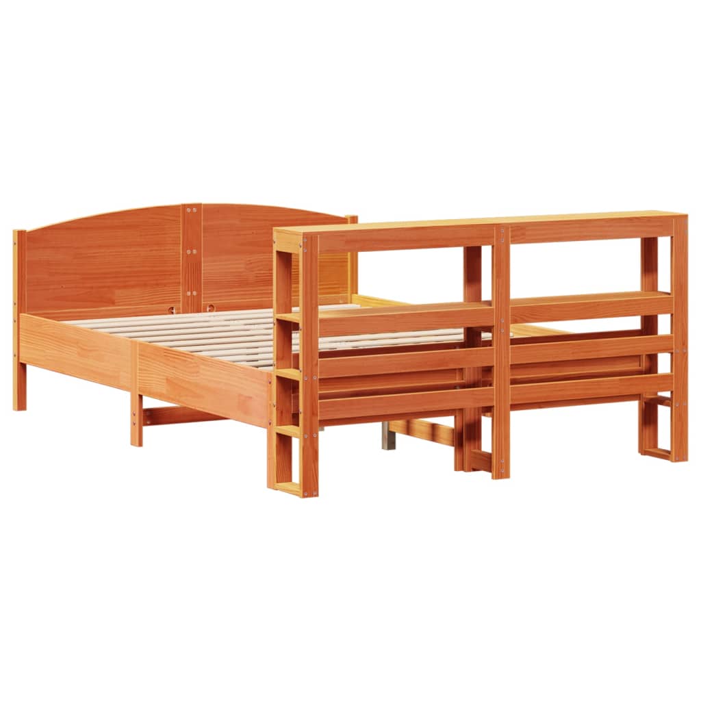 Cadre De Lit Sans Matelas Cire Marron 160X200Cm Bois Pin Massif