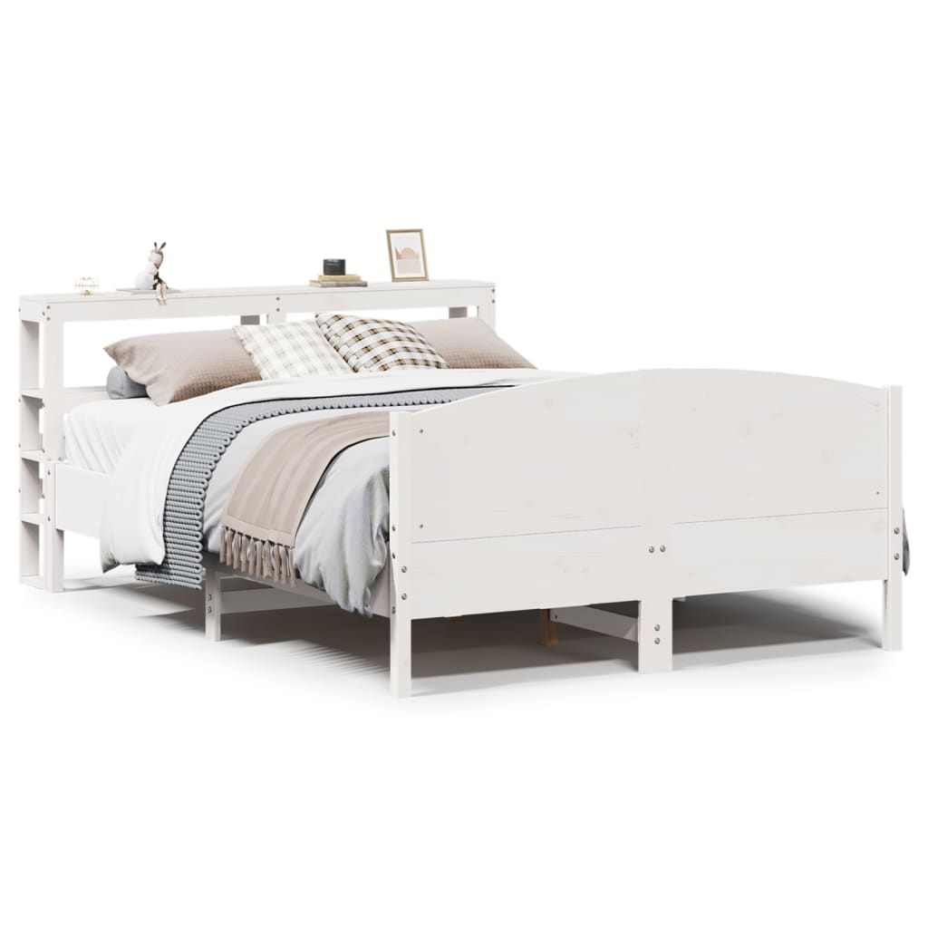 Cadre De Lit Sans Matelas Blanc 150X200 Cm Bois De Pin Massif