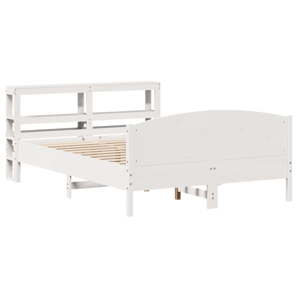 Cadre De Lit Sans Matelas Blanc 150X200 Cm Bois De Pin Massif