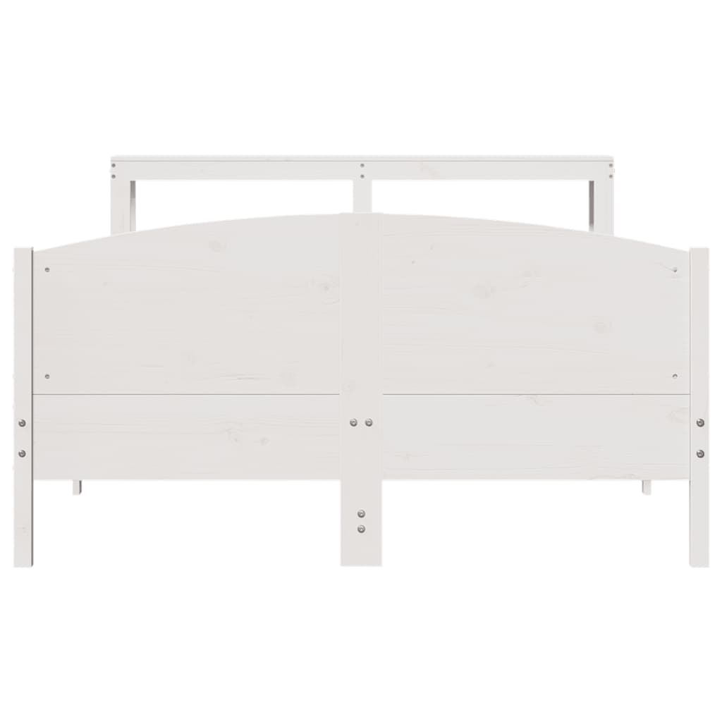 Cadre De Lit Sans Matelas Blanc 150X200 Cm Bois De Pin Massif