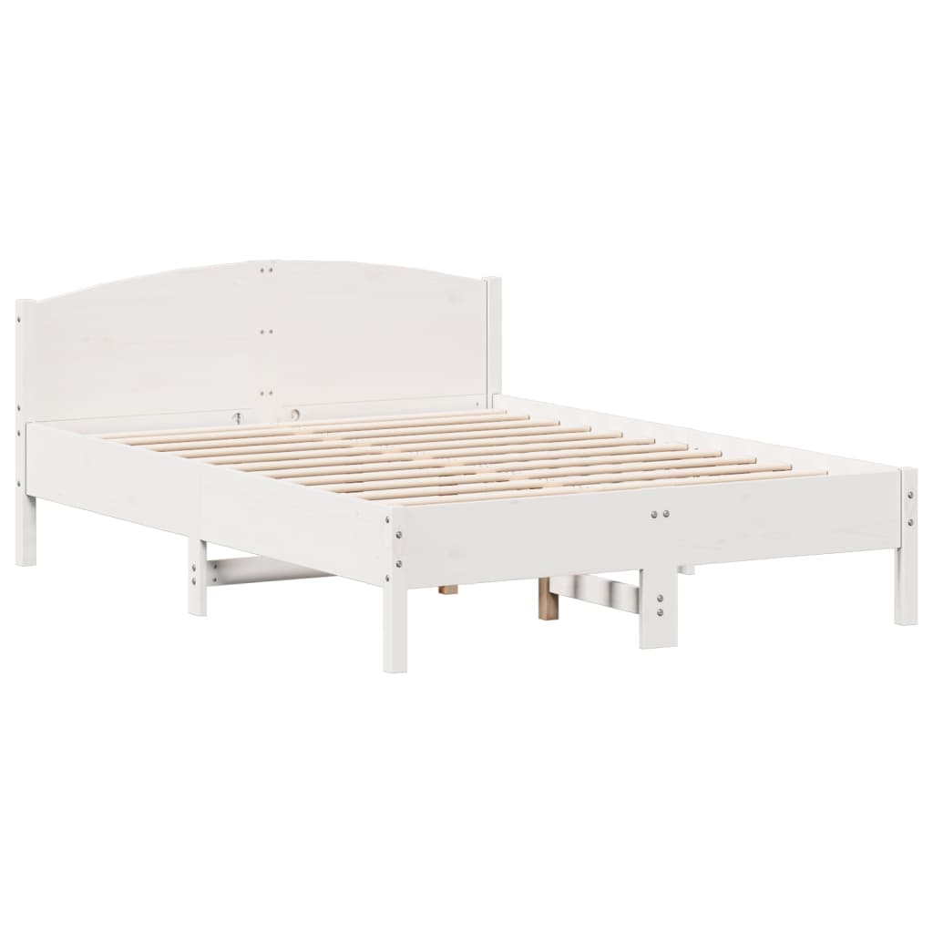 Cadre De Lit Sans Matelas Blanc 150X200 Cm Bois De Pin Massif