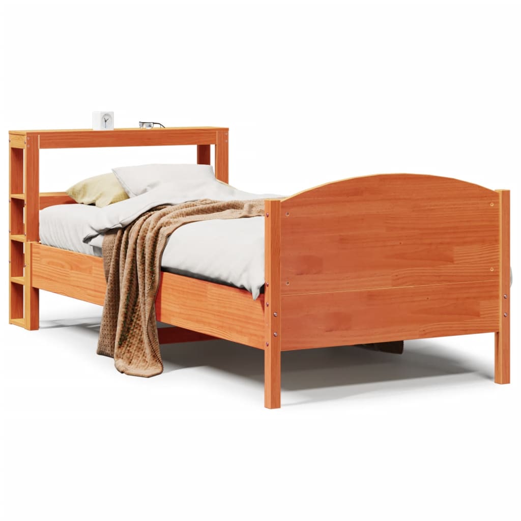 Cadre De Lit Sans Matelas Cire Marron 100X200Cm Bois Pin Massif