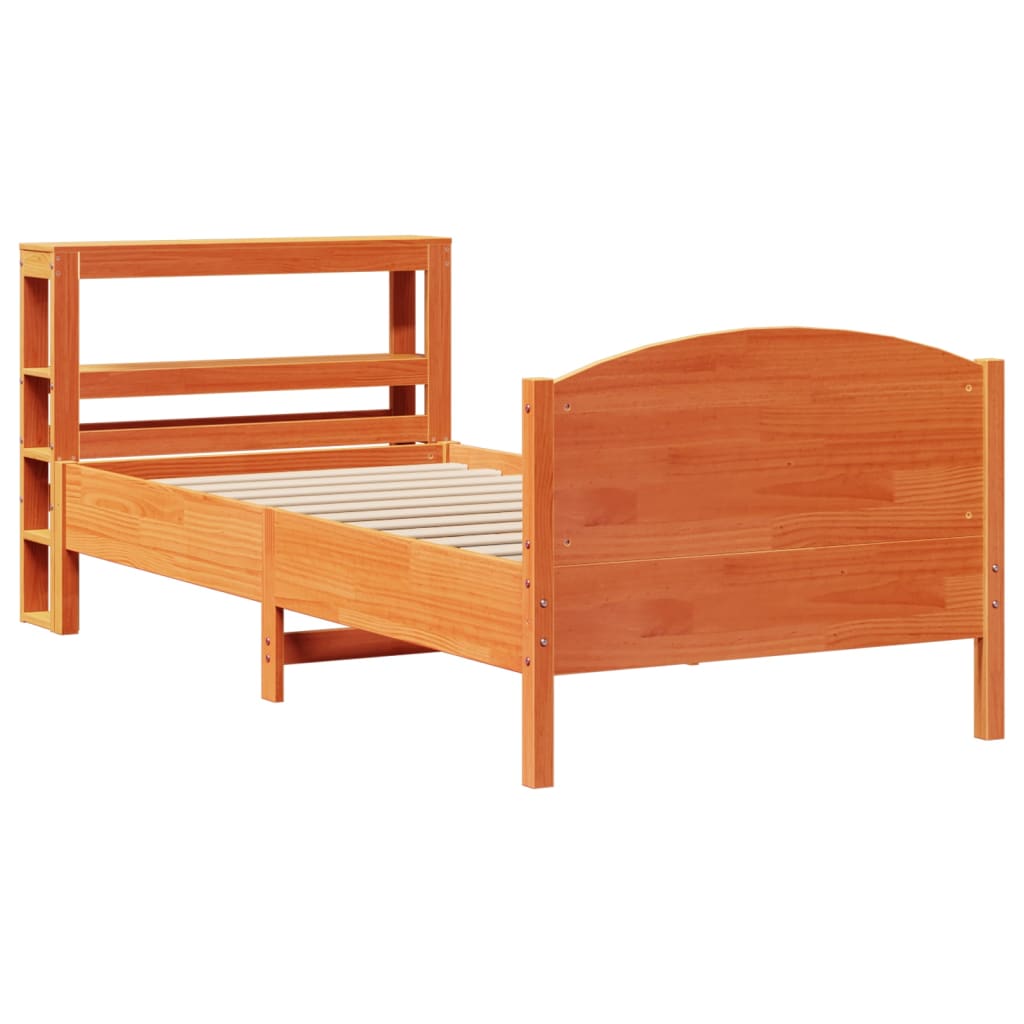 Cadre De Lit Sans Matelas Cire Marron 100X200Cm Bois Pin Massif