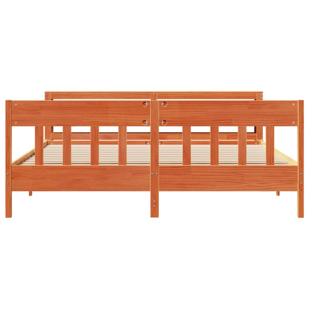 Cadre De Lit Sans Matelas Cire Marron 200X200Cm Bois Pin Massif