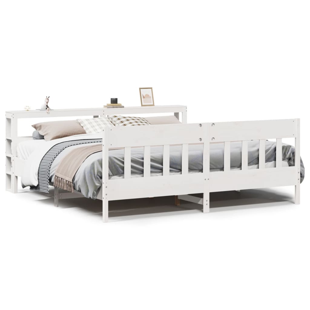 Cadre De Lit Sans Matelas Blanc 180X200 Cm Bois Massif De Pin