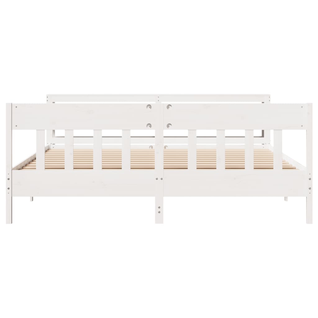 Cadre De Lit Sans Matelas Blanc 180X200 Cm Bois Massif De Pin