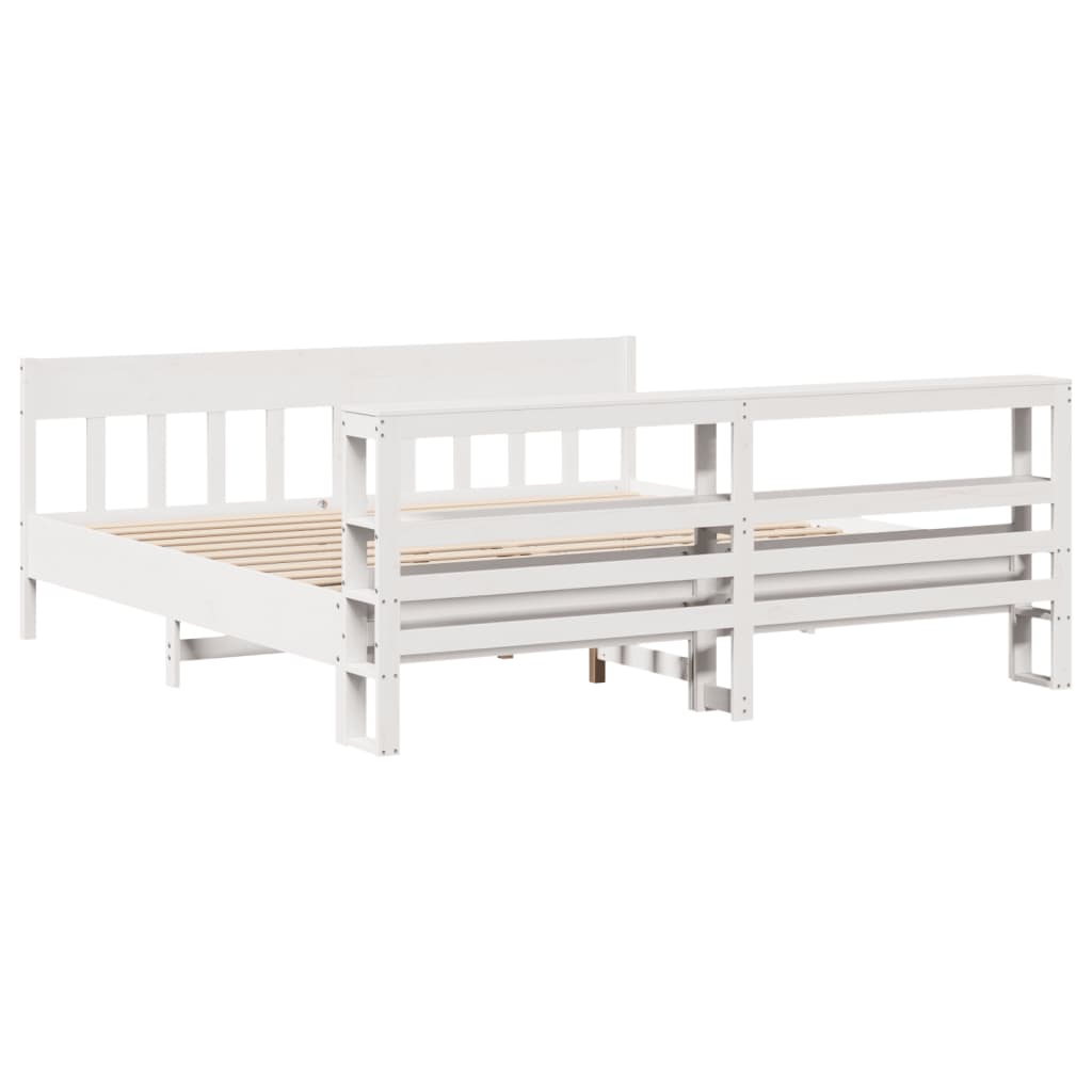 Cadre De Lit Sans Matelas Blanc 180X200 Cm Bois Massif De Pin