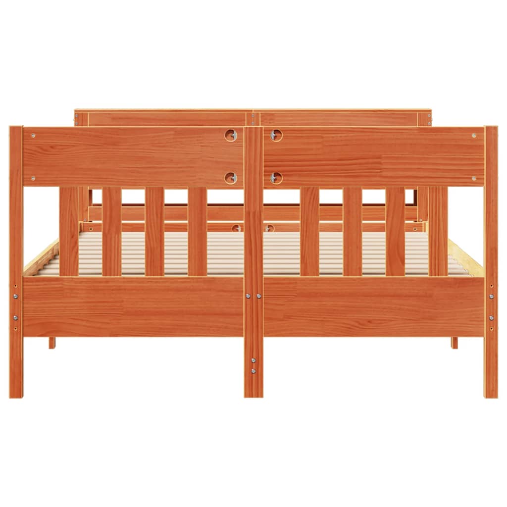 Cadre De Lit Sans Matelas Cire Marron 150X200Cm Bois Pin Massif