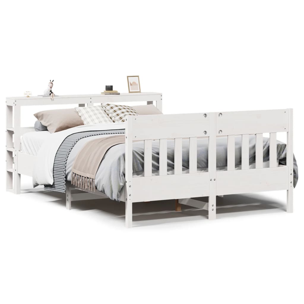 Cadre De Lit Sans Matelas Blanc 120X200 Cm Bois De Pin Massif