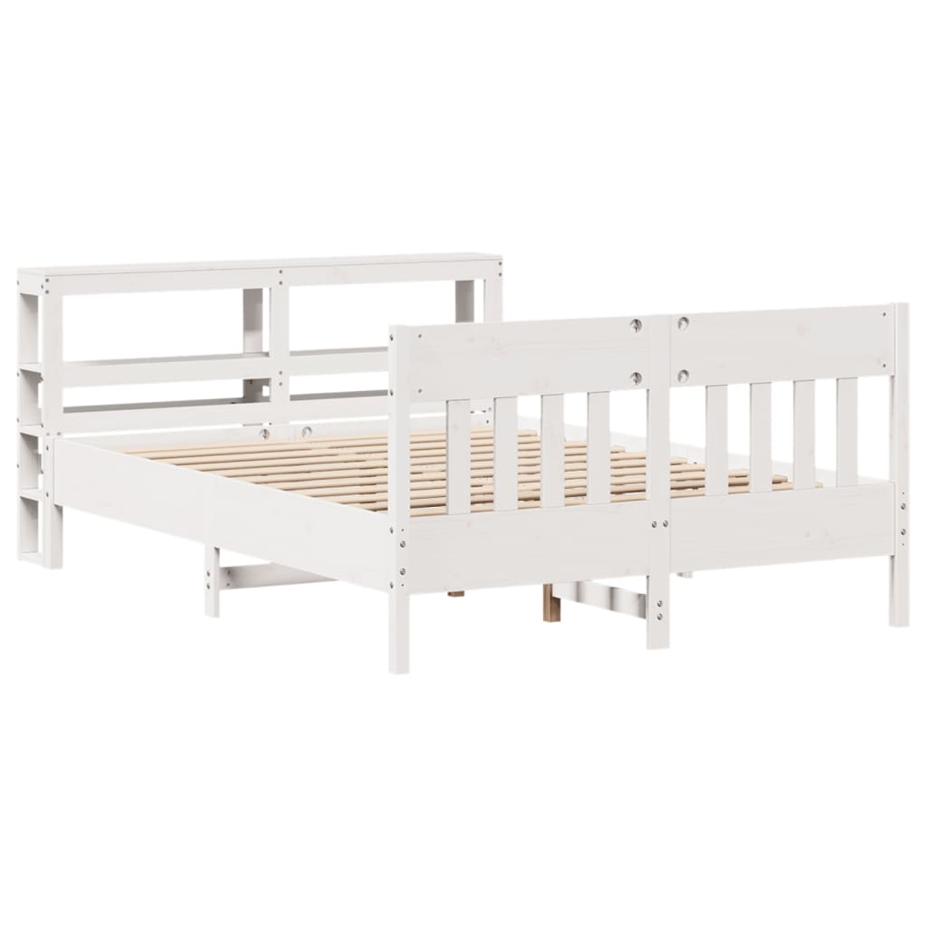 Cadre De Lit Sans Matelas Blanc 120X200 Cm Bois De Pin Massif