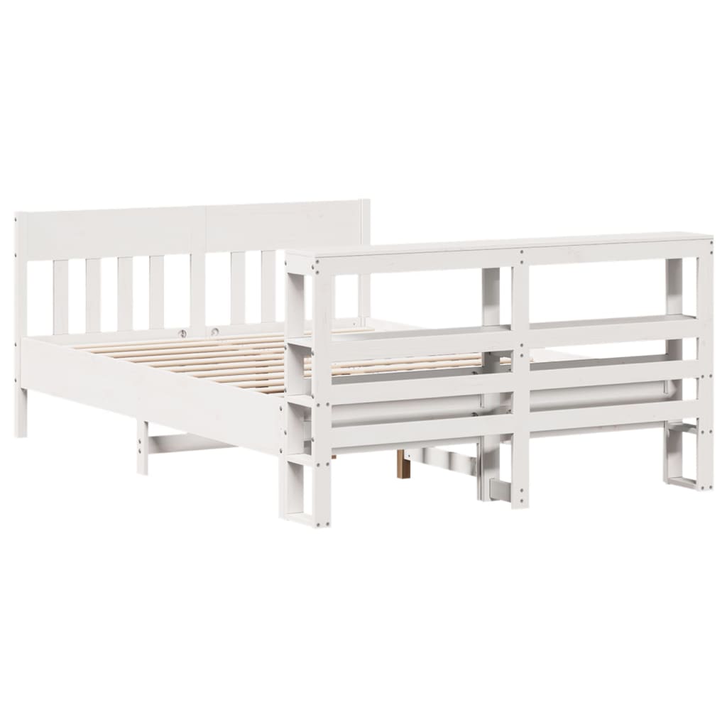 Cadre De Lit Sans Matelas Blanc 120X200 Cm Bois De Pin Massif
