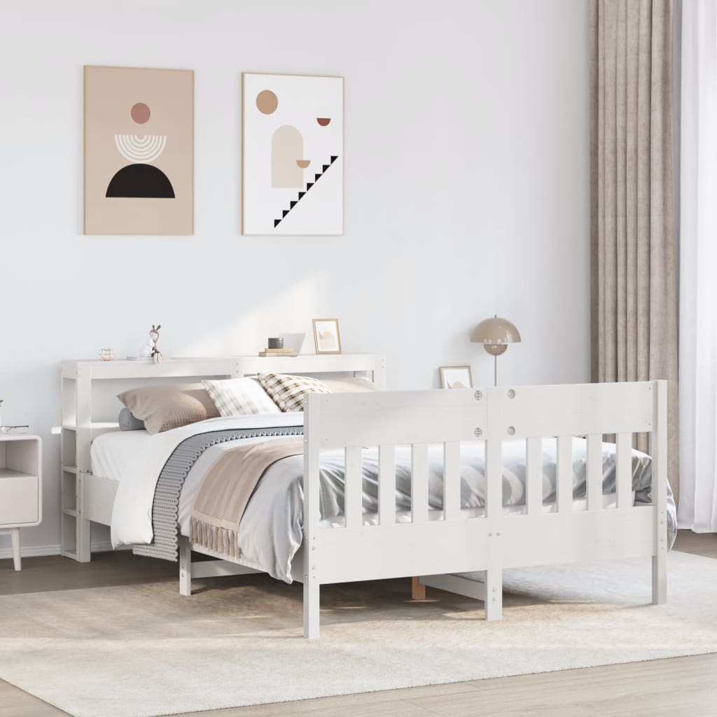 Cadre De Lit Sans Matelas Blanc 120X200 Cm Bois De Pin Massif