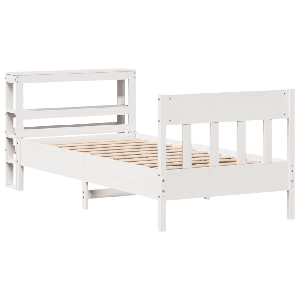 Cadre De Lit Sans Matelas Blanc 75X190 Cm Bois De Pin Massif