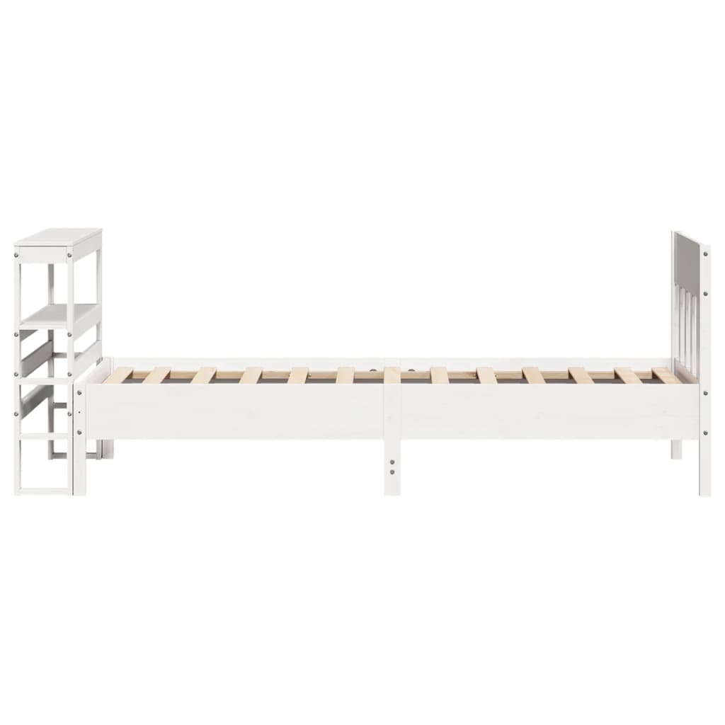Cadre De Lit Sans Matelas Blanc 75X190 Cm Bois De Pin Massif