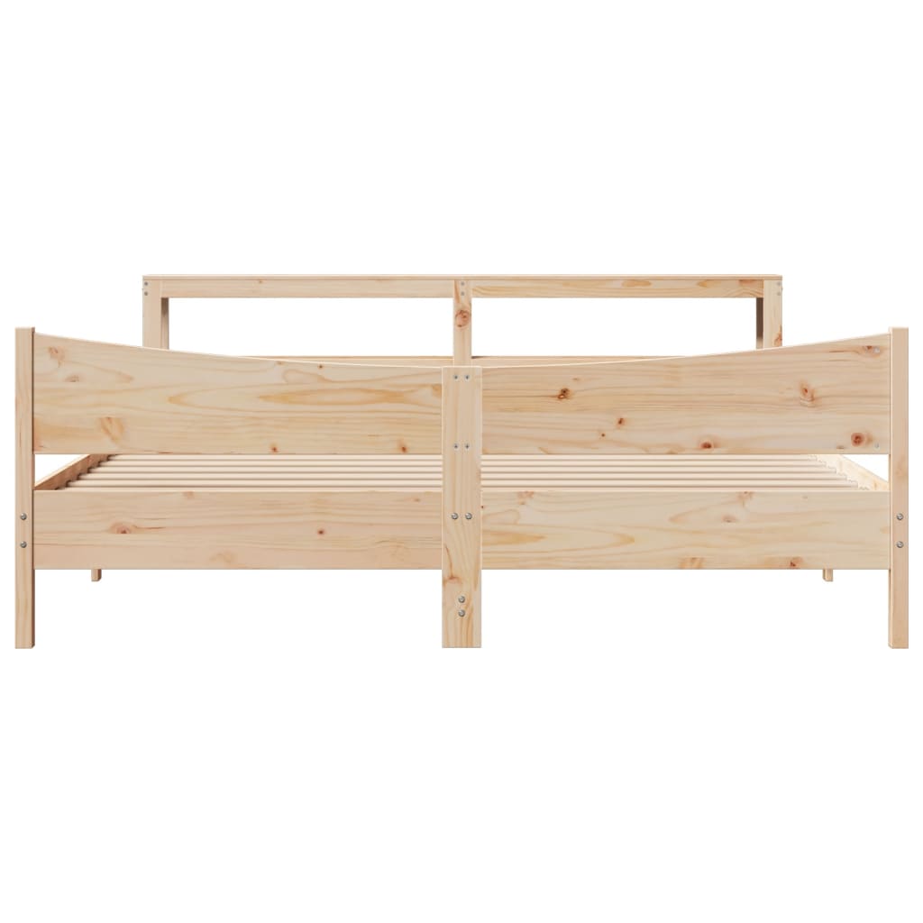 Cadre De Lit Avec Tête De Lit 180X200 Cm Bois De Pin Massif