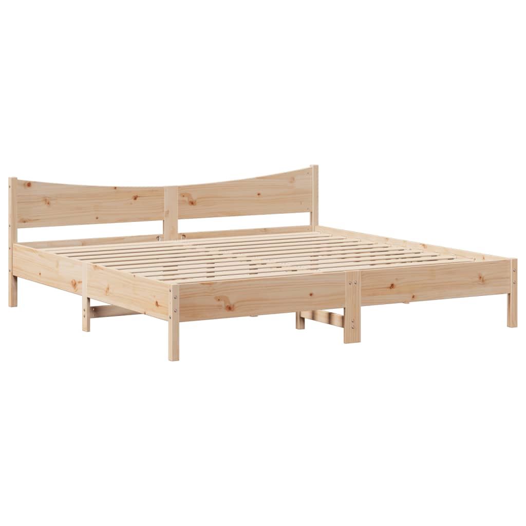 Cadre De Lit Avec Tête De Lit 180X200 Cm Bois De Pin Massif