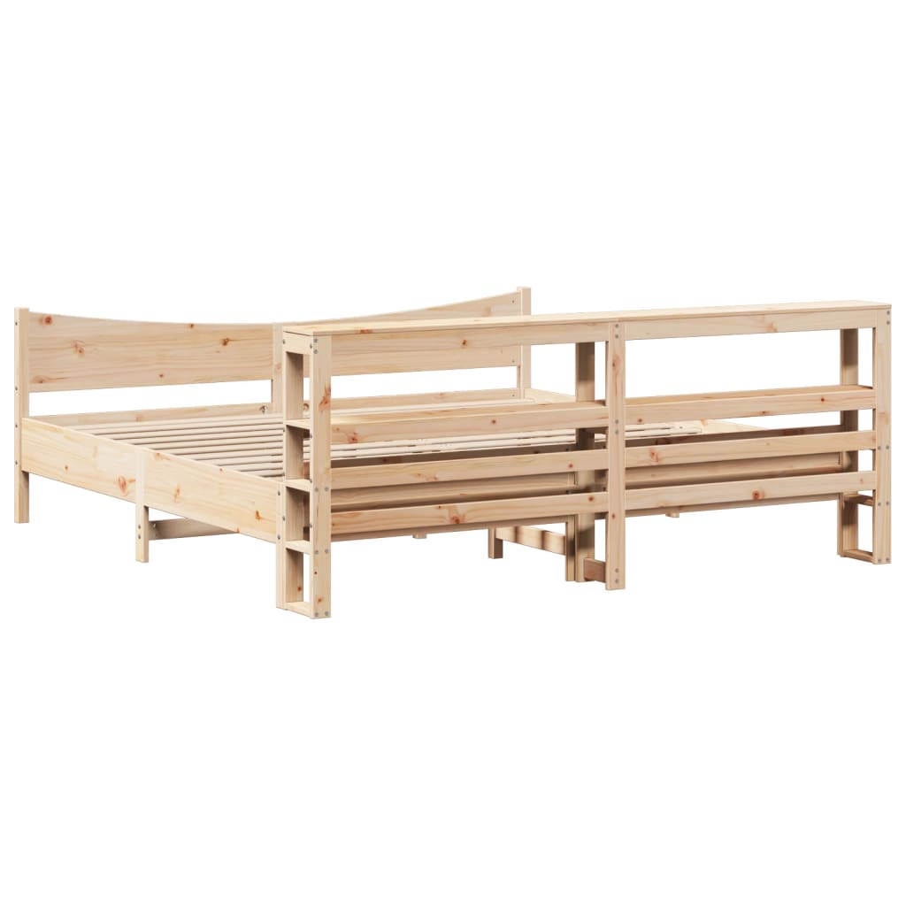 Cadre De Lit Avec Tête De Lit 180X200 Cm Bois De Pin Massif