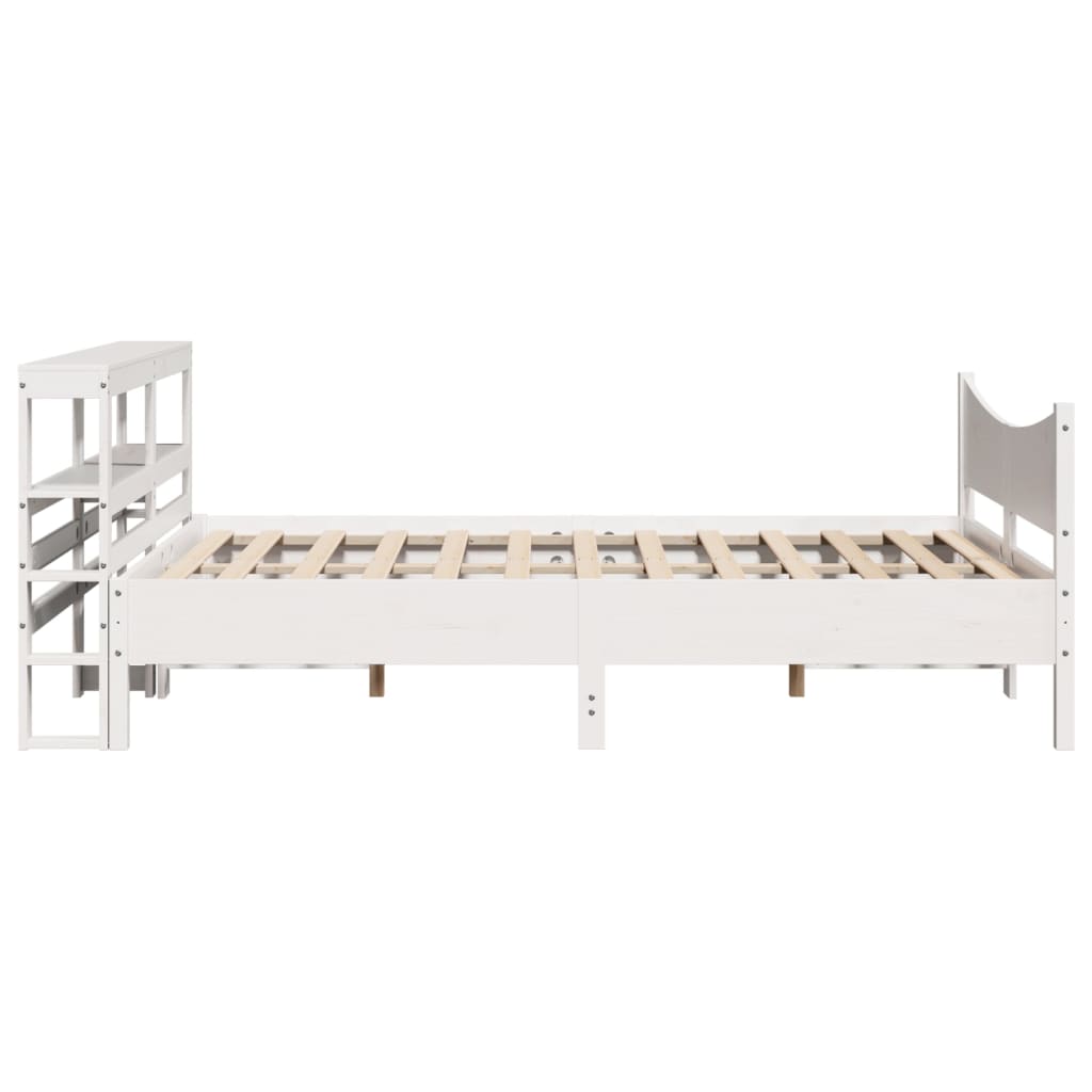 Cadre De Lit Avec Tête De Lit Blanc 120X200 Cm Bois Pin Massif