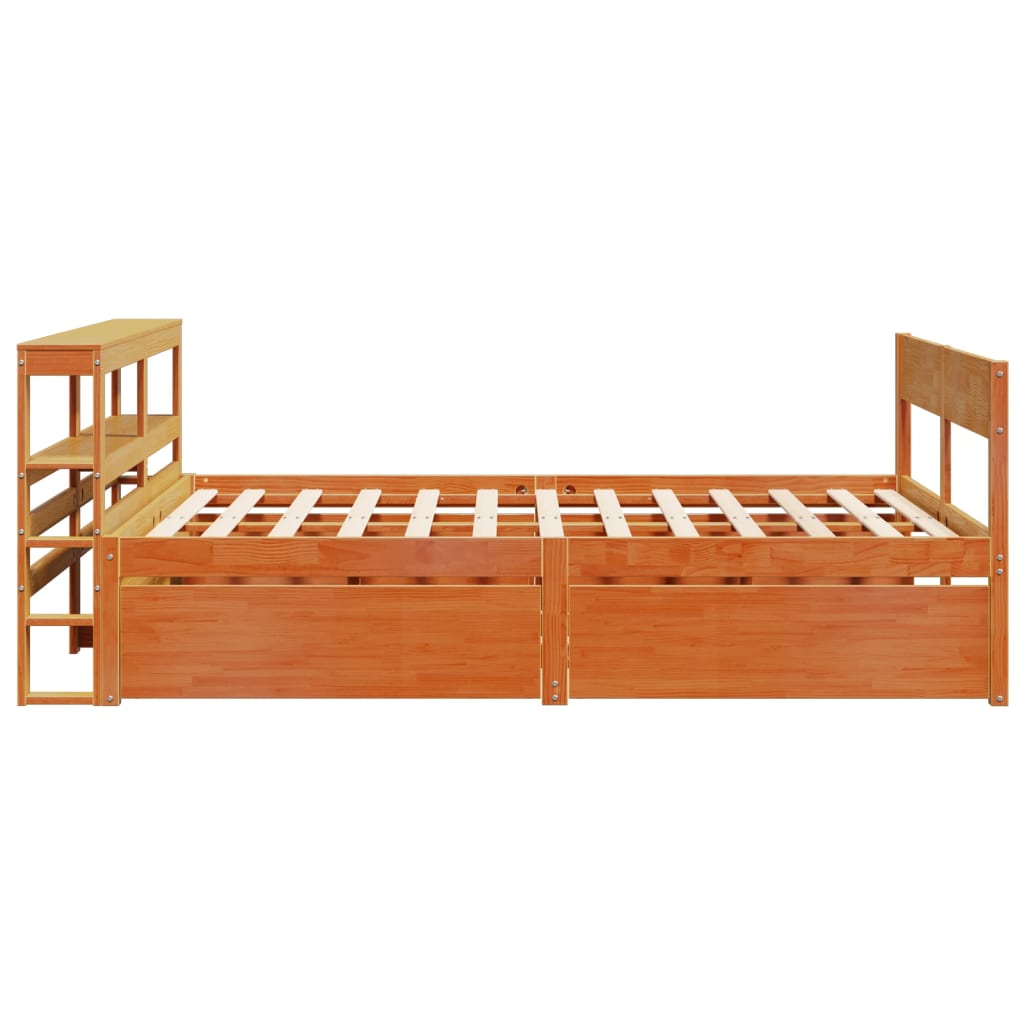 Cadre De Lit Sans Matelas Cire Marron 120X190Cm Bois Pin Massif