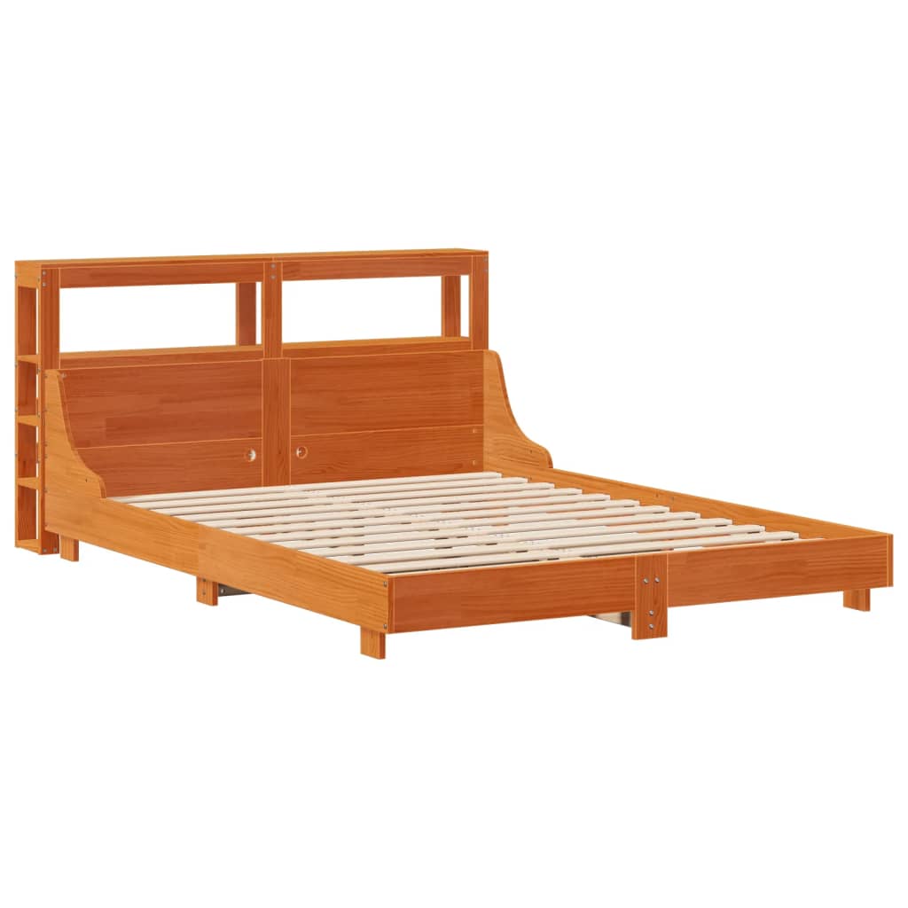 Cadre De Lit Sans Matelas Cire Marron 140X190Cm Bois Pin Massif