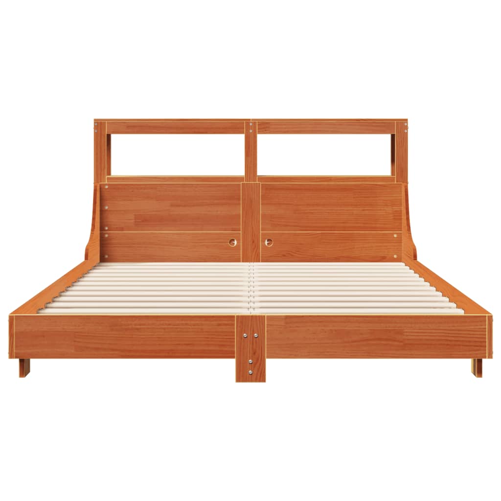 Cadre De Lit Sans Matelas Cire Marron 140X190Cm Bois Pin Massif