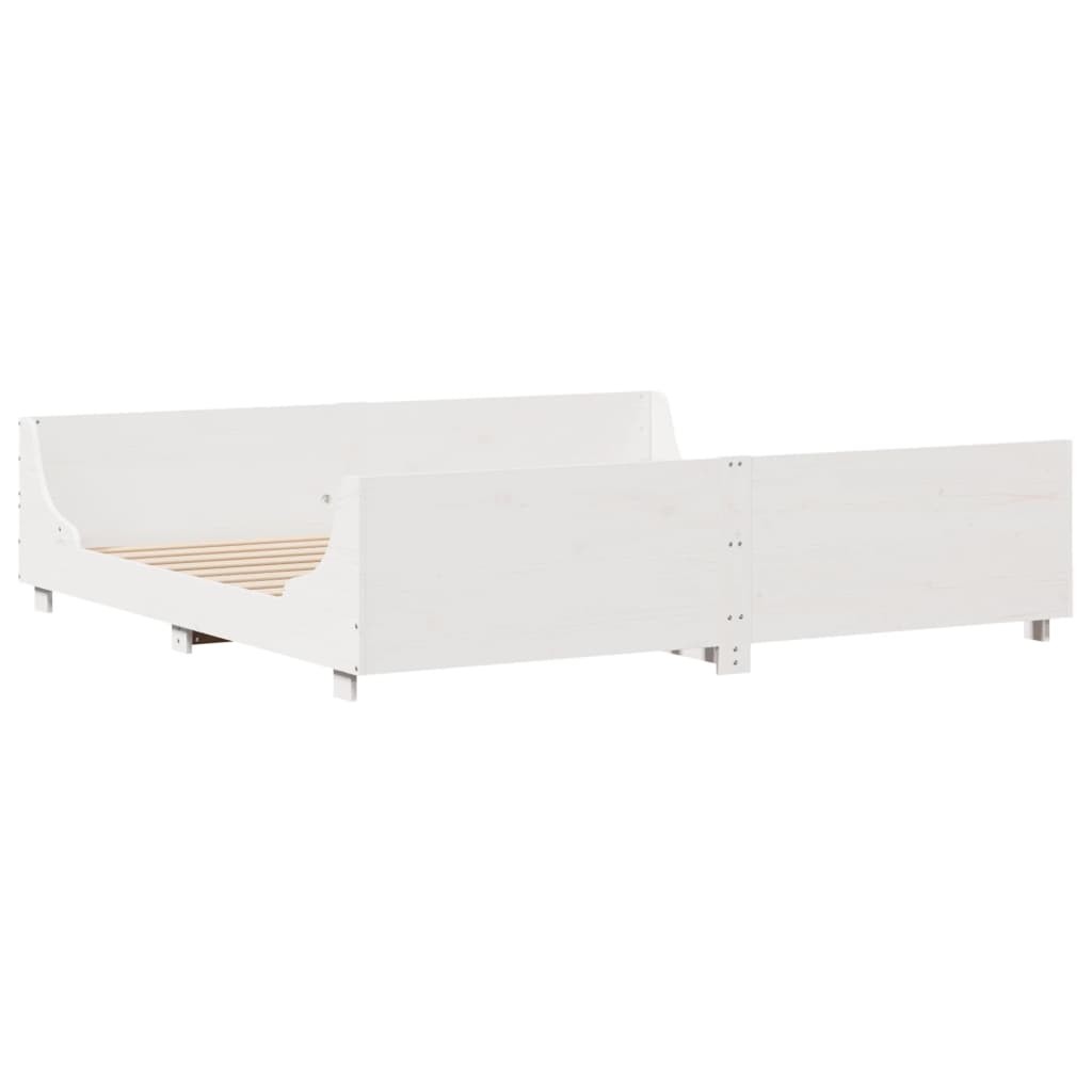 Cadre De Lit Sans Matelas Blanc 200X200 Cm Bois Massif De Pin