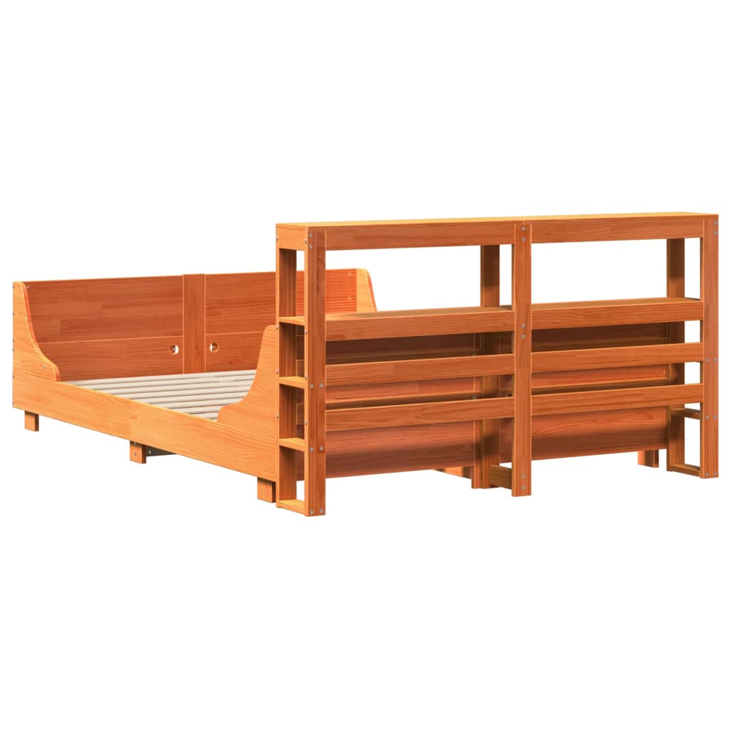 Cadre De Lit Sans Matelas Cire Marron 160X200Cm Bois Pin Massif