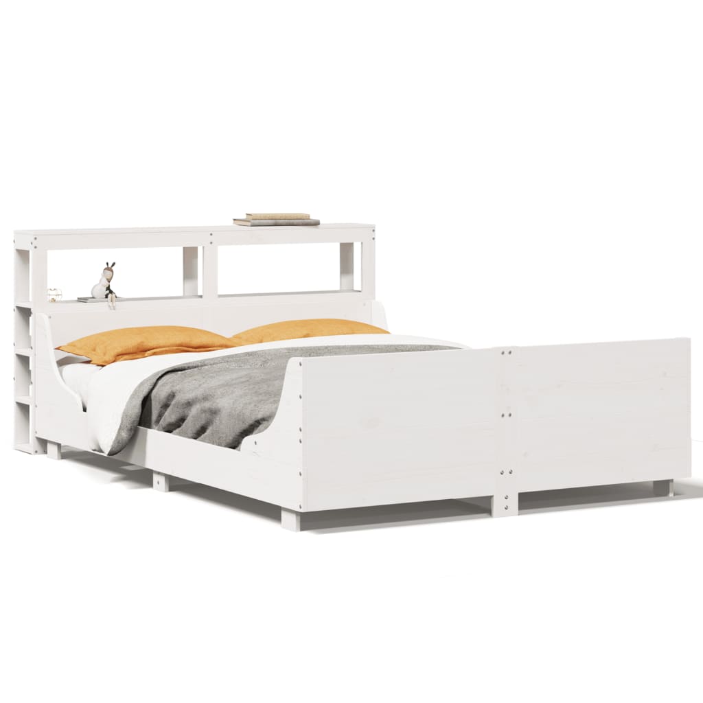 Cadre De Lit Sans Matelas Blanc 150X200 Cm Bois De Pin Massif