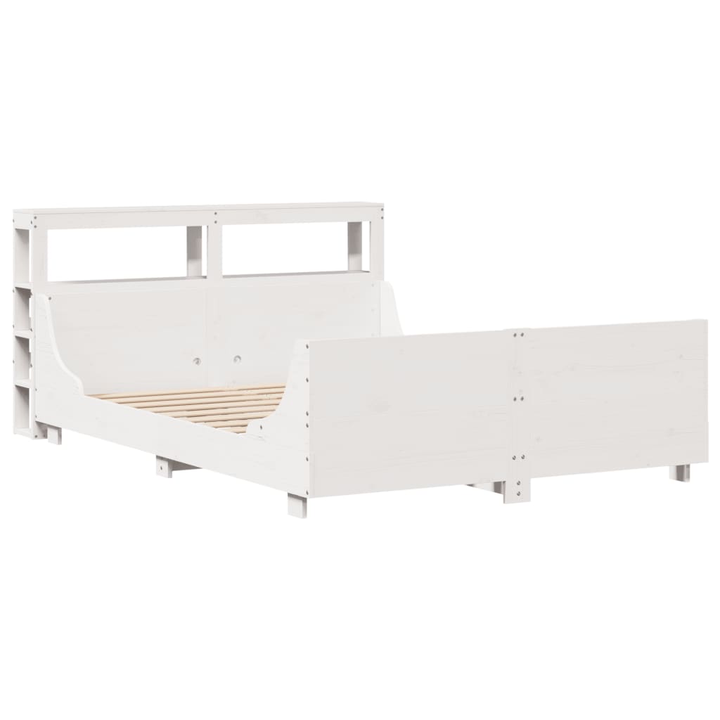 Cadre De Lit Sans Matelas Blanc 150X200 Cm Bois De Pin Massif