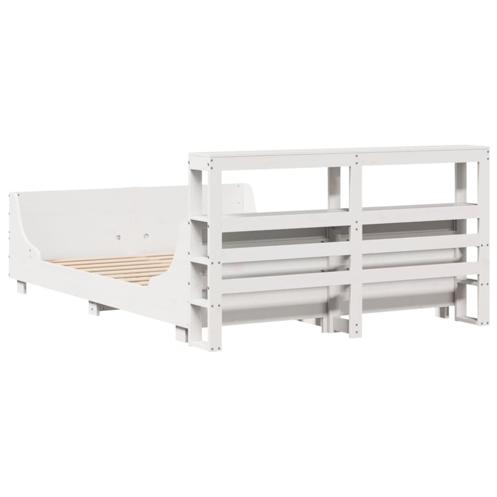 Cadre De Lit Sans Matelas Blanc 150X200 Cm Bois De Pin Massif