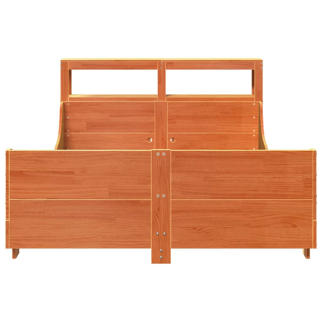 Cadre De Lit Sans Matelas Cire Marron 135X190Cm Bois Pin Massif