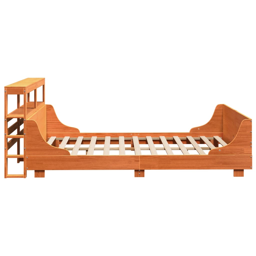 Cadre De Lit Sans Matelas Cire Marron 135X190Cm Bois Pin Massif