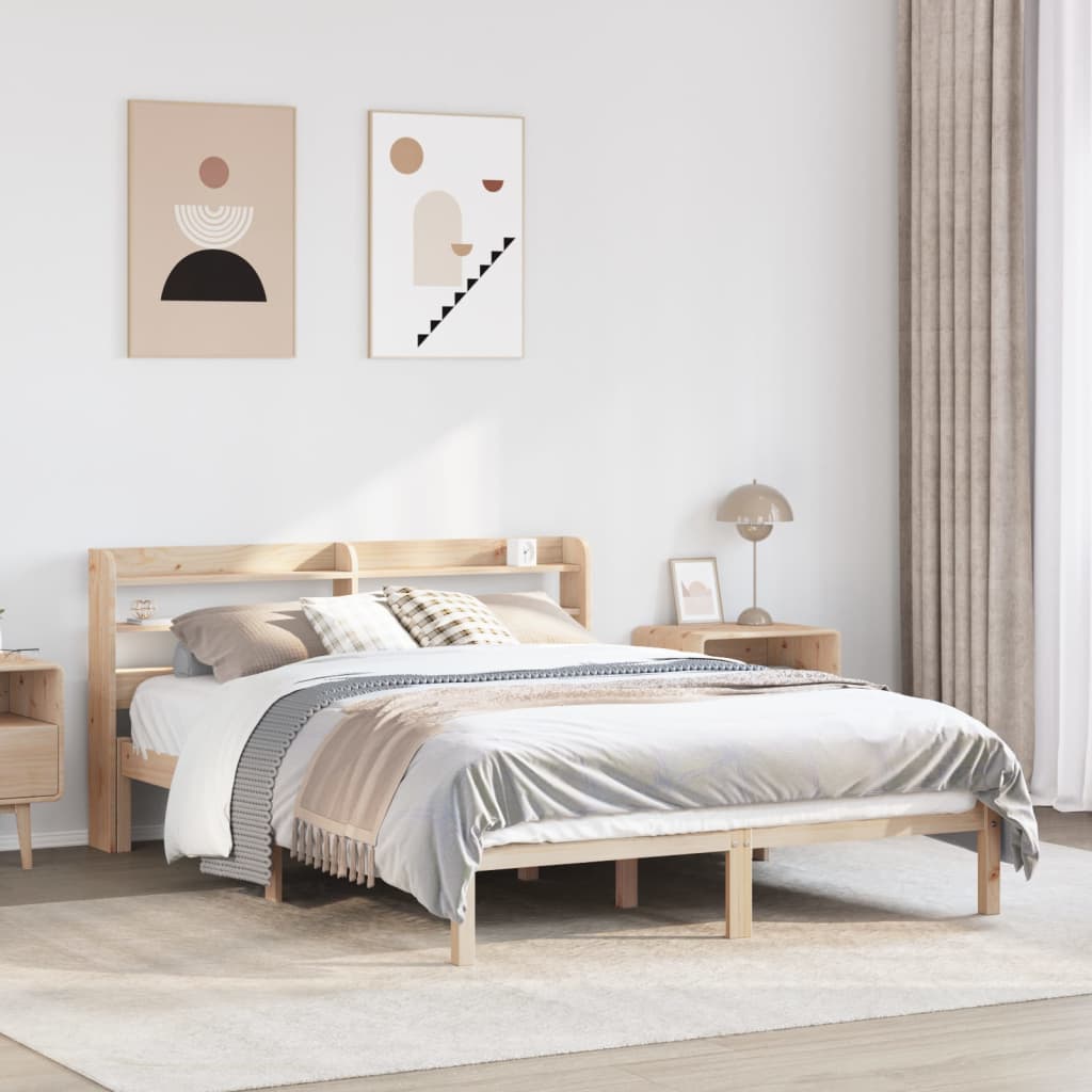 Cadre De Lit Et Tête De Lit Sans Matelas Cire Marron