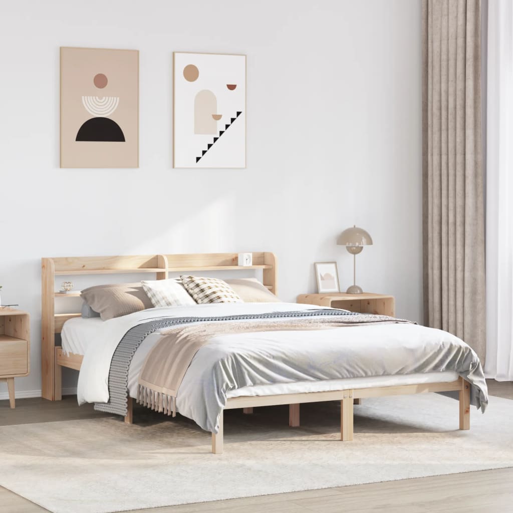 Cadre De Lit Et Tête De Lit Sans Matelas Cire Marron