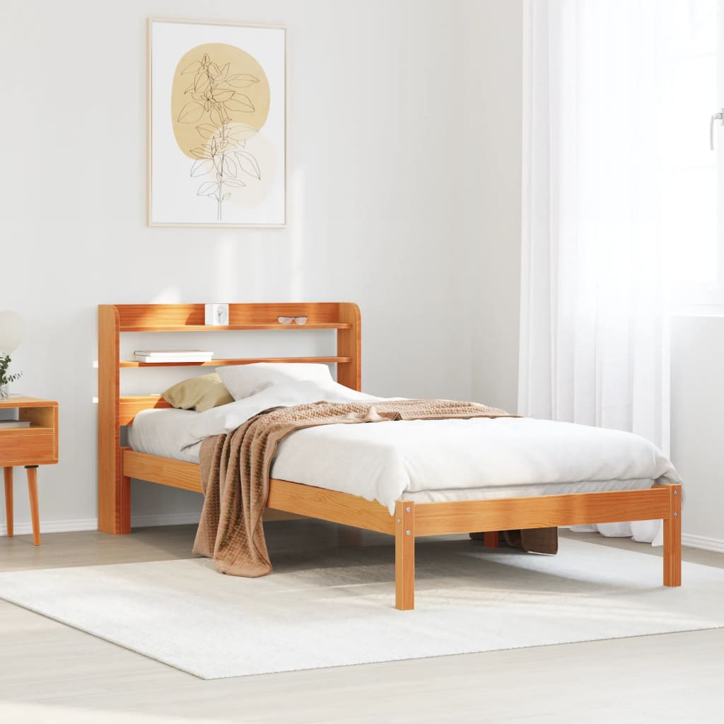Cadre De Lit Et Tête De Lit Sans Matelas Cire Marron