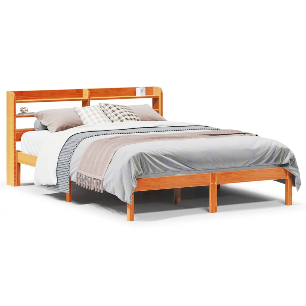 Cadre De Lit Et Tête De Lit Sans Matelas Cire Marron
