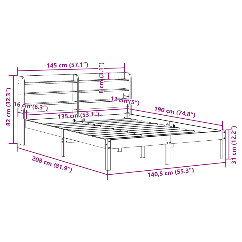 Cadre De Lit Et Tête De Lit Sans Matelas Cire Marron